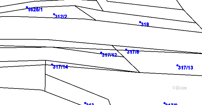 Parcela st. 317/12 v KÚ Jedlí, Katastrální mapa