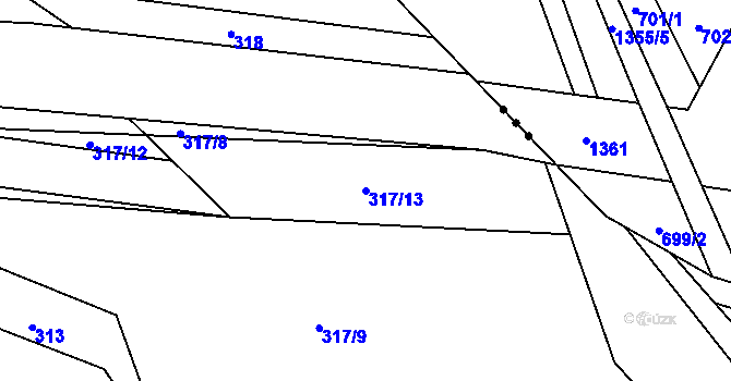 Parcela st. 317/13 v KÚ Jedlí, Katastrální mapa