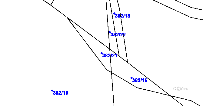 Parcela st. 382/21 v KÚ Jedlí, Katastrální mapa
