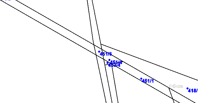 Parcela st. 451/5 v KÚ Jedlí, Katastrální mapa