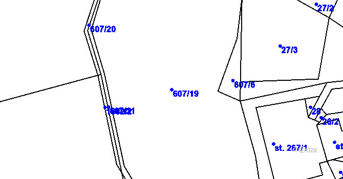 Parcela st. 607/19 v KÚ Jedlí, Katastrální mapa