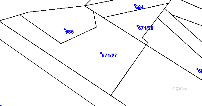 Parcela st. 671/27 v KÚ Jedlí, Katastrální mapa