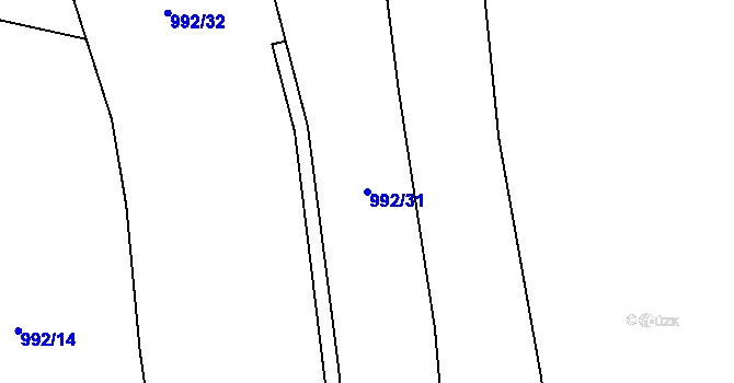 Parcela st. 992/31 v KÚ Jedlí, Katastrální mapa