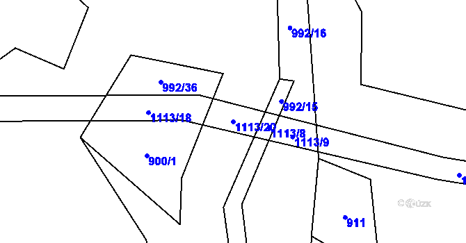Parcela st. 1113/20 v KÚ Jedlí, Katastrální mapa
