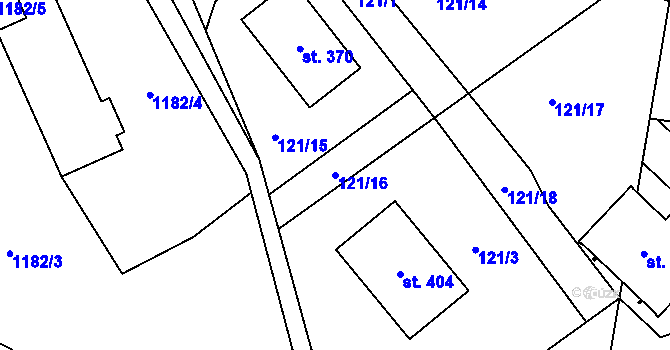 Parcela st. 121/16 v KÚ Jedlí, Katastrální mapa
