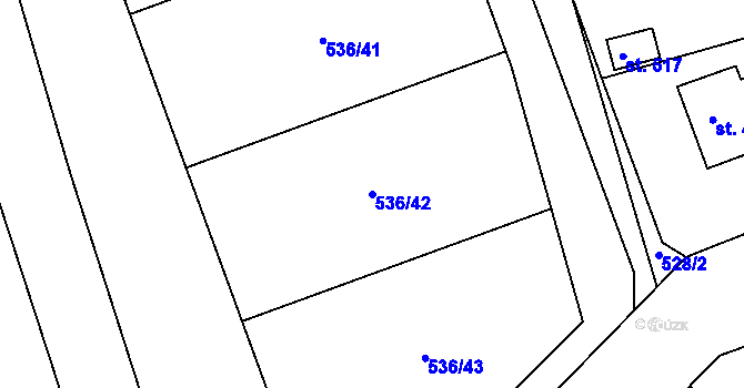 Parcela st. 536/42 v KÚ Jedlí, Katastrální mapa