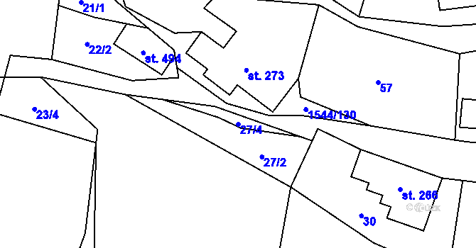 Parcela st. 27/4 v KÚ Jedlí, Katastrální mapa