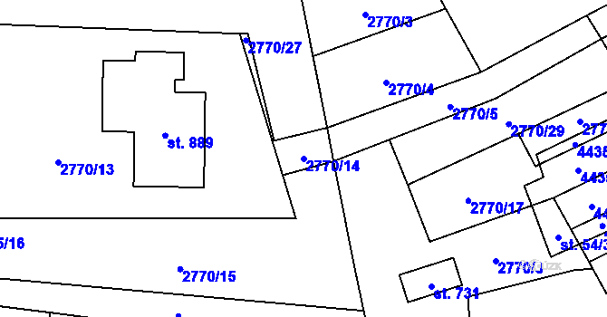 Parcela st. 2770/14 v KÚ Jedlová u Poličky, Katastrální mapa