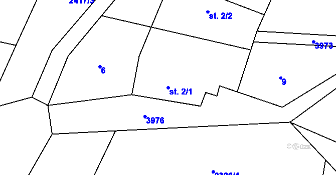 Parcela st. 2/1 v KÚ Jedlová u Poličky, Katastrální mapa