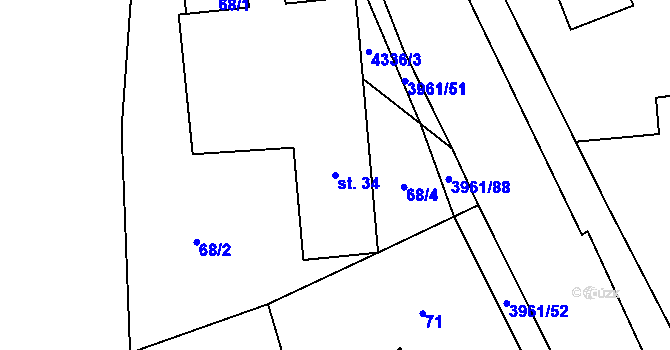Parcela st. 34 v KÚ Jedlová u Poličky, Katastrální mapa