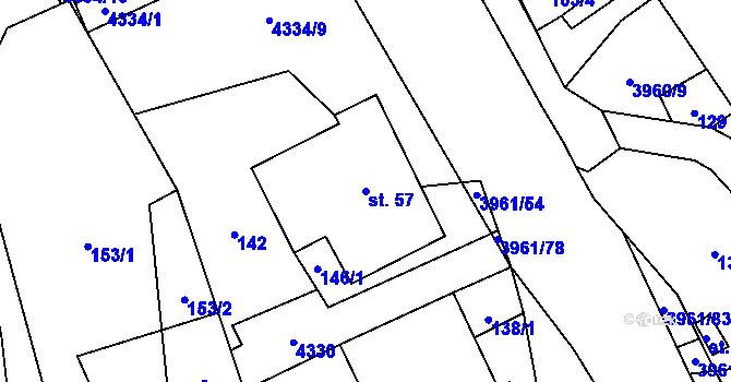 Parcela st. 57 v KÚ Jedlová u Poličky, Katastrální mapa