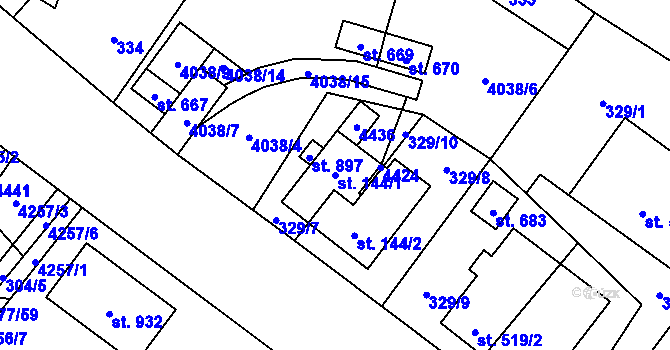 Parcela st. 144/1 v KÚ Jedlová u Poličky, Katastrální mapa