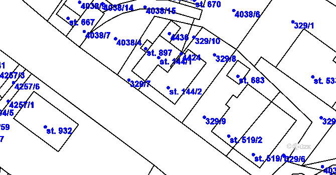 Parcela st. 144/2 v KÚ Jedlová u Poličky, Katastrální mapa