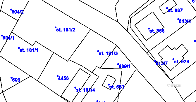 Parcela st. 181/3 v KÚ Jedlová u Poličky, Katastrální mapa