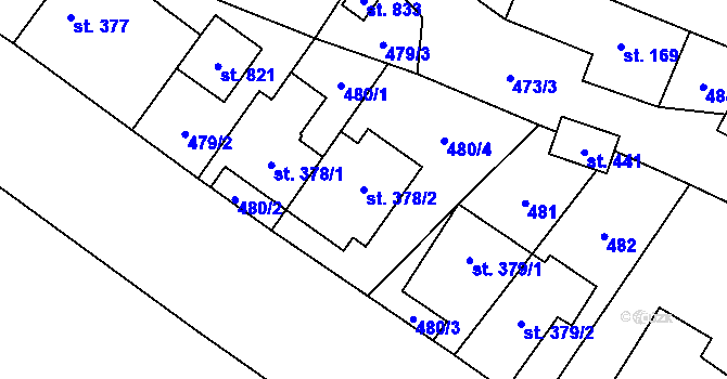 Parcela st. 378/2 v KÚ Jedlová u Poličky, Katastrální mapa