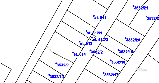 Parcela st. 513 v KÚ Jedlová u Poličky, Katastrální mapa