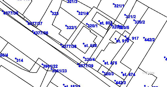 Parcela st. 558 v KÚ Jedlová u Poličky, Katastrální mapa