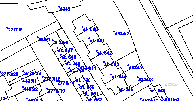 Parcela st. 642 v KÚ Jedlová u Poličky, Katastrální mapa