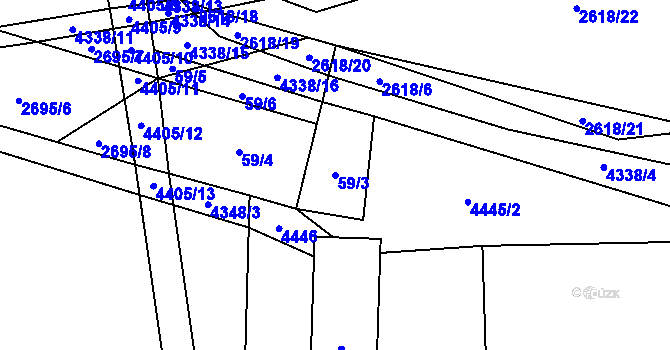 Parcela st. 59/3 v KÚ Jedlová u Poličky, Katastrální mapa