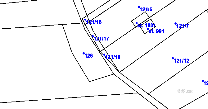 Parcela st. 121/18 v KÚ Jedlová u Poličky, Katastrální mapa