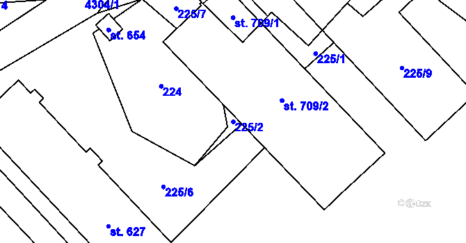 Parcela st. 225/2 v KÚ Jedlová u Poličky, Katastrální mapa
