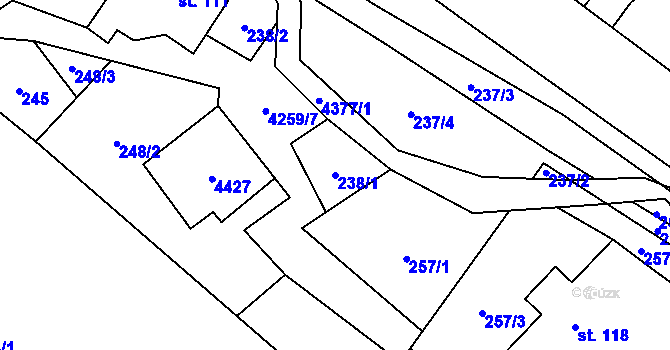 Parcela st. 238/1 v KÚ Jedlová u Poličky, Katastrální mapa