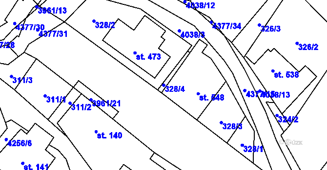 Parcela st. 328/4 v KÚ Jedlová u Poličky, Katastrální mapa