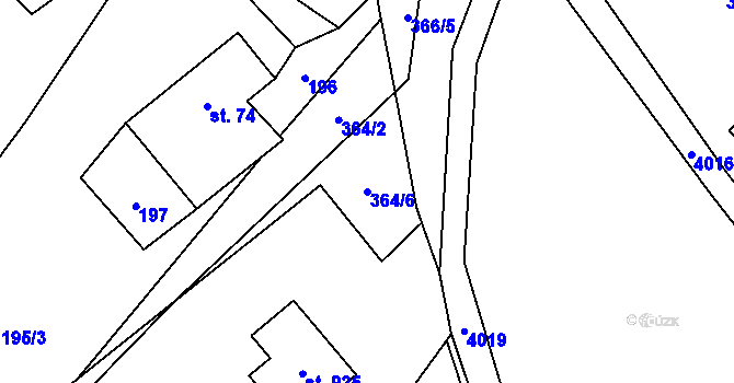 Parcela st. 364/6 v KÚ Jedlová u Poličky, Katastrální mapa
