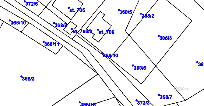 Parcela st. 368/10 v KÚ Jedlová u Poličky, Katastrální mapa