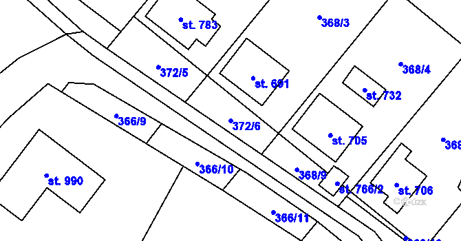 Parcela st. 372/6 v KÚ Jedlová u Poličky, Katastrální mapa