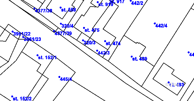 Parcela st. 442/3 v KÚ Jedlová u Poličky, Katastrální mapa