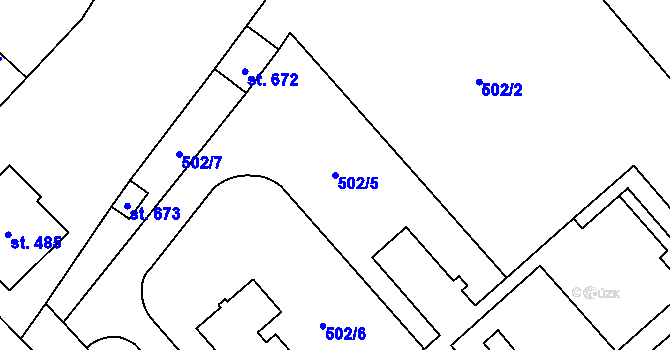 Parcela st. 502/5 v KÚ Jedlová u Poličky, Katastrální mapa