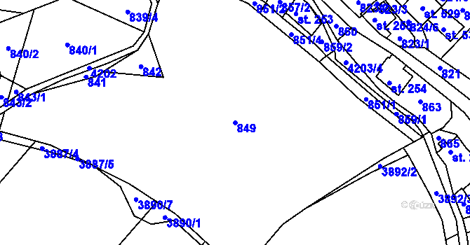 Parcela st. 849 v KÚ Jedlová u Poličky, Katastrální mapa