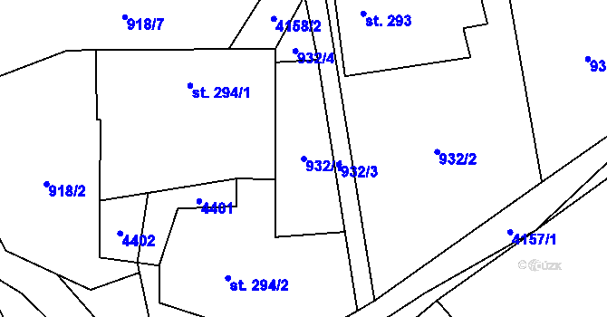 Parcela st. 932/1 v KÚ Jedlová u Poličky, Katastrální mapa