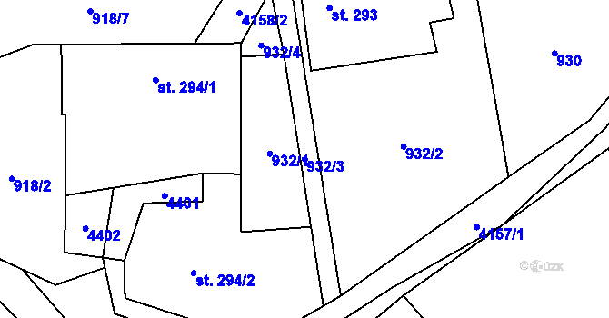 Parcela st. 932/3 v KÚ Jedlová u Poličky, Katastrální mapa