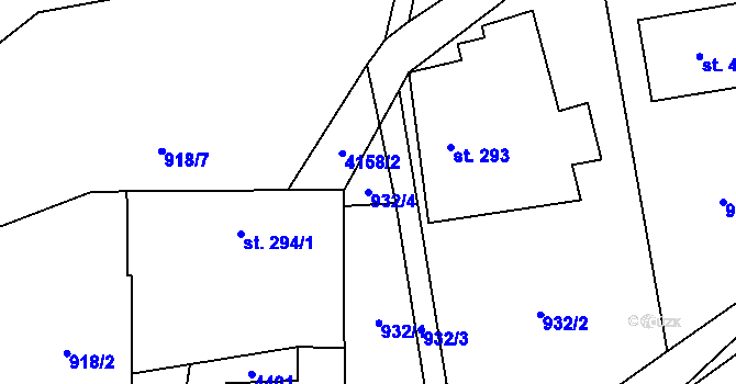 Parcela st. 932/4 v KÚ Jedlová u Poličky, Katastrální mapa