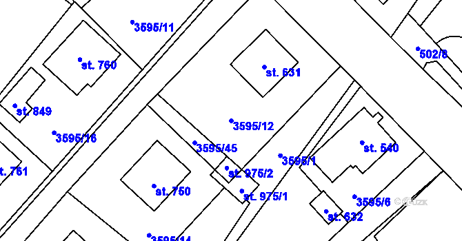 Parcela st. 3595/12 v KÚ Jedlová u Poličky, Katastrální mapa