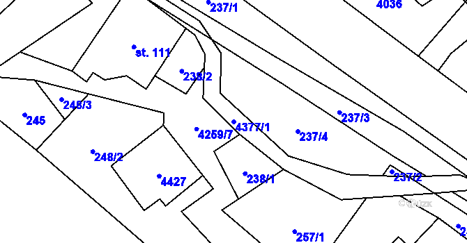 Parcela st. 4377/1 v KÚ Jedlová u Poličky, Katastrální mapa