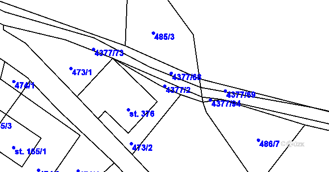 Parcela st. 4377/2 v KÚ Jedlová u Poličky, Katastrální mapa