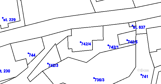 Parcela st. 742/4 v KÚ Jedlová u Poličky, Katastrální mapa