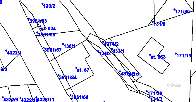 Parcela st. 134/2 v KÚ Jedlová u Poličky, Katastrální mapa