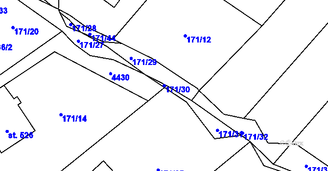 Parcela st. 171/30 v KÚ Jedlová u Poličky, Katastrální mapa