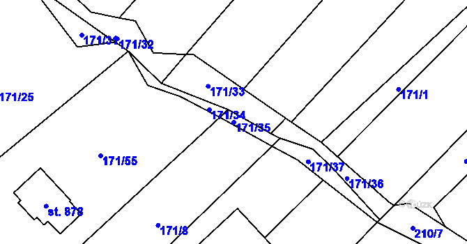 Parcela st. 171/35 v KÚ Jedlová u Poličky, Katastrální mapa
