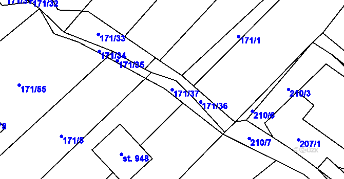 Parcela st. 171/37 v KÚ Jedlová u Poličky, Katastrální mapa