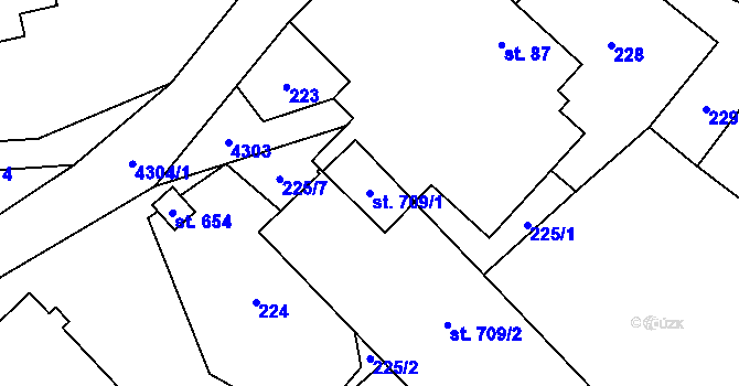 Parcela st. 709/1 v KÚ Jedlová u Poličky, Katastrální mapa