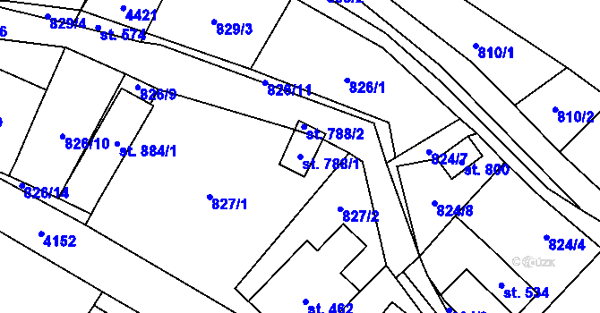 Parcela st. 788/1 v KÚ Jedlová u Poličky, Katastrální mapa