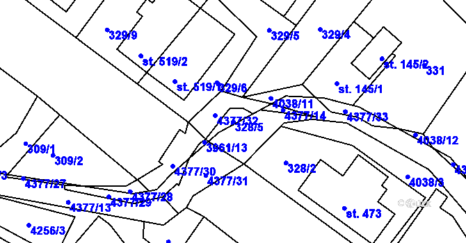 Parcela st. 328/5 v KÚ Jedlová u Poličky, Katastrální mapa