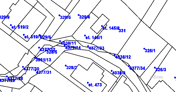 Parcela st. 4377/33 v KÚ Jedlová u Poličky, Katastrální mapa