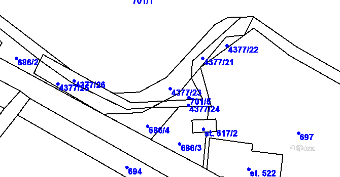 Parcela st. 4377/23 v KÚ Jedlová u Poličky, Katastrální mapa