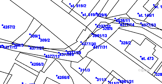Parcela st. 4377/30 v KÚ Jedlová u Poličky, Katastrální mapa